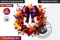 Autumn Harvest Wreath Clipart - Rustic Fall &amp; Thanksgiving Product Image 1