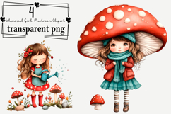 Whimsical Girl Mushroom Clipart Watercolor PNG Product Image 1