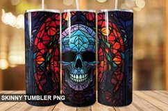 Stained Glass Halloween Skull | Skull 20 oz Skinny Tumbler Product Image 1