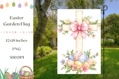 Easter Garden Flag, Watercolor Easter Cross Garden Flag PNG Product Image 1