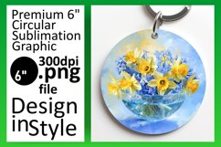 Spring Bloom Round Keychain Designs Vase of Flowers Product Image 1