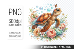 Summer Turtle Clipart PNG Bundle, High Quality PNG Files Product Image 15
