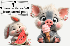 Quirky Summer Animals Clipart Watercolor png Product Image 1