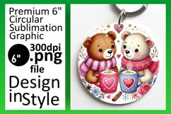 Vibrant Round Design Keychain Artwork , Valentine Bear Product Image 1