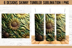 Tooled Leather Sunflower Green Tumbler Sublimation Design Product Image 6