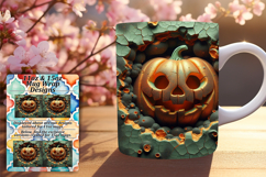 Joyful 11oz Mug Wrap Png Design , 3D Pumpkin Product Image 1
