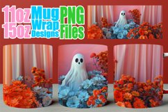 Halloween Mug Wrap - Cute 3D Ghost 11oz 15oz Product Image 1