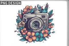 Floral Camera Sublimation PNG Design - Sublimation Design Product Image 1