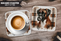 Cozy Dog Coaster, Buffalo Plaid Square Coaster PNG Product Image 1