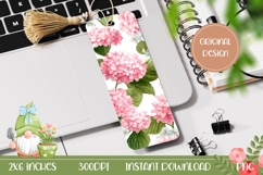 Printable Bookmark PNG, Pink Hydrangea Bookmark Design Product Image 1