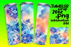 Amazing 20oz Tumbler Wrap Download , Watercolor Patter Product Image 1