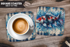 Colour fish, Pets &amp; Animal, Buffalo Plaid Square Coaster PNG Product Image 1