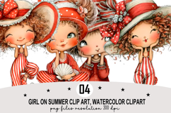 Whimsical Girl Summer Clipart png Watercolor png Product Image 1