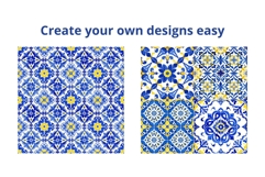 Portuguese Tiles Pattern Collection 42 Seamless Blue &amp; White Product Image 16