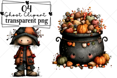 Whimsical Halloween Ghost Clipart Watercolor PNG Product Image 1