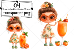 Whimsical Summer Cocktail Girls Clipart Watercolor PNG Product Image 1