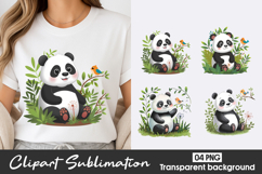 Cute Panda Garden Clipart PNG Product Image 1