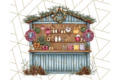 Cozy Christmas Market Stall Clipart PNG, Holiday Art Png Product Image 4