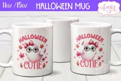 Halloween cutie mug wrap sublimation PNG, Pink Halloween mug Product Image 2
