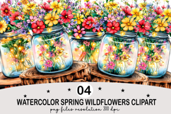 Watercolor Spring Wildflowers Clipart Png Product Image 1