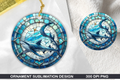 Cute Shark Stained Glass Ornament PNG, Digital Download File Product Image 1