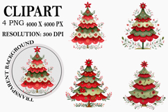 Whimsical Christmas Tree Clipart Watercolor PNG Product Image 1
