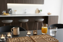 Geometric Laser Cut Coaster Set with Storage Box Patterned Product Image 7