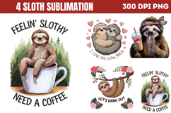 Sloth Sublimation Bundle PNG Product Image 2