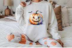 Watercolor Halloween Clipart Set | Pumpkins, Skulls &amp; Bats Product Image 2