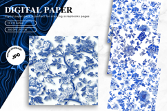 Chinoiserie Floral Pattern Background Vintage Digital Paper Product Image 1