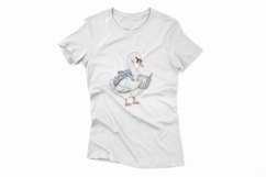 Cute Swan with Backpack Reading a Book Watercolor PNG Product Image 4