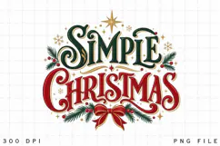 Simple Christmas PNG - Vintage Holiday Typography Red Bow Product Image 2
