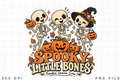 Halloween Skeleton PNG Spooky Little Bones Pumpkin Season Product Image 2