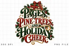 Pages, Pine Trees & Holiday Cheer PNG, Christmas Book Lover Product Image 4