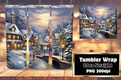 Snowy Harmony Village Tumbler PNG 20oz Product Image 1