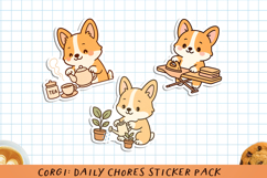 Corgi Daily Chores Printable Stickers. PNG. Product Image 1