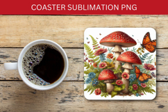 square coaster - floral mushroom Product Image 1