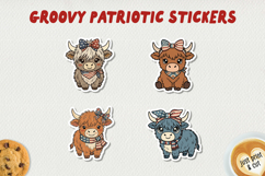 Groovy Patriotic Printable Stickers Bundle PNG. Product Image 6