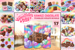 Valentine’s Day Kawaii Chocolate Tumbler Wrap PNG Big Bundle Product Image 1