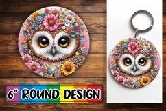 Vibrant Owl Design: Colorful 3D Sublimation Round Product Image 1