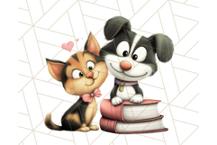 Dog and Cat Friends PNG, Cute Pet Clipart, Funny Animal Art Product Image 4