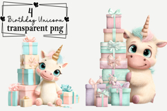 Whimsical Birthday Unicorn Clipart PNG Watercolor Product Image 1