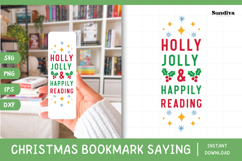 Christmas Bookmark Saying SVG For Book Lovers - Happily Product Image 1