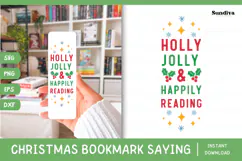 Christmas Bookmark Saying SVG For Book Lovers - Happily Product Image 1