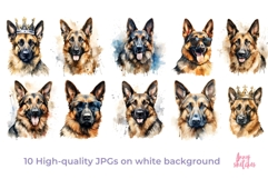 10 German Shepherd Watercolor Clipart JPGs Product Image 2