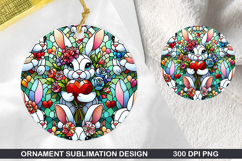 Bunny Stained Glass Ornament PNG, Digital Download File Product Image 1