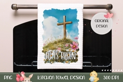 Cute Floral Cross Towel PNG, Wooden Cross Towel Design Product Image 1