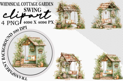 Whimsical Cottage Garden Swing Clipart Png Product Image 1