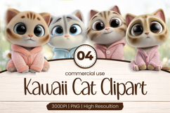 Pastel Heart Kittens Clipart Sublimation PNG Product Image 1