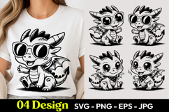 Cool Dino Cartoon SVG PNG Product Image 1
